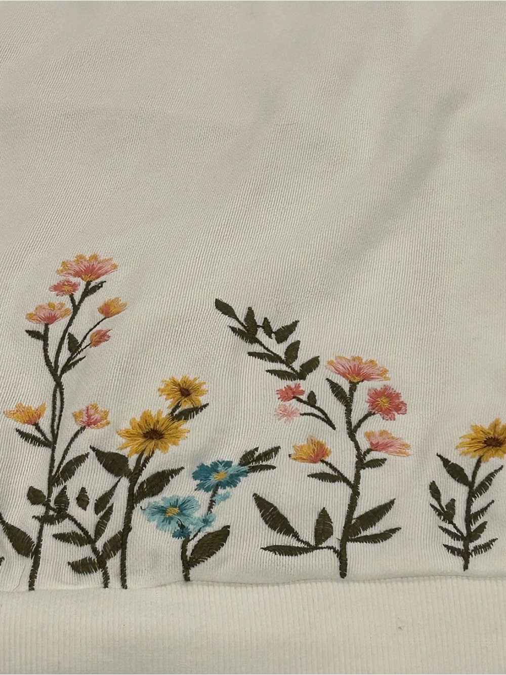 Driftwood White Zip Up Hoodie with Floral Embroidery - Sunny Garden - Picture 7 of 13